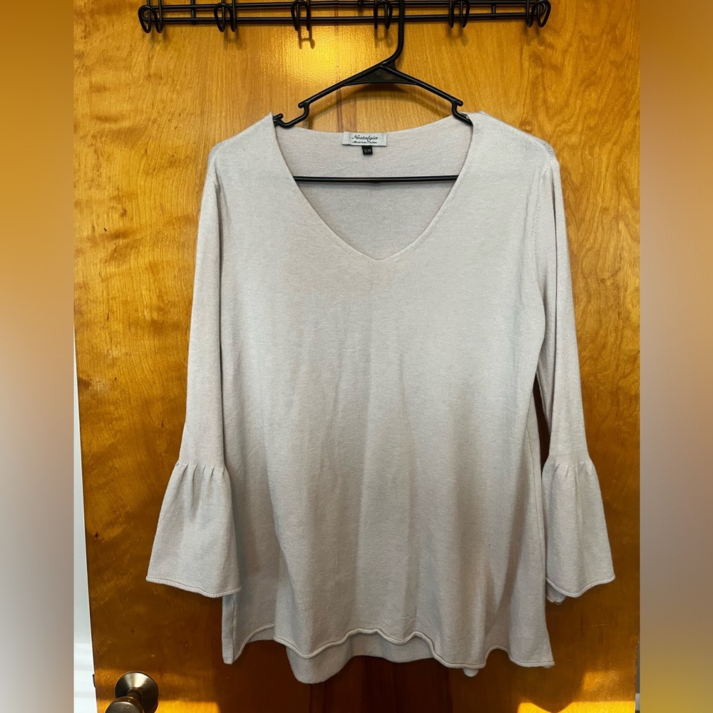 Nostalgia Cream Bell Sleeve Top Size M/L